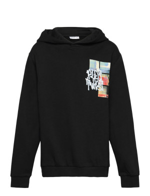 name it Nkmkarlos Ls Nreg Sweat Wh Unb - Black - 116 Black 116