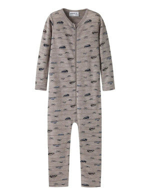 name it Nmmwang Wool Rib Nightsuit Aop - Beige - 116 Beige 116