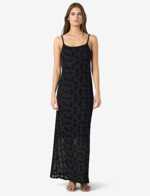 NOISY MAY Nmlouise Mesh Flock Long Dress Jrs - Black - S Black S