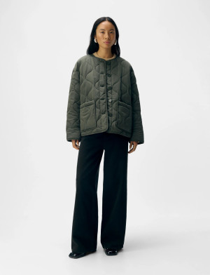 Object Objallie Ls Lo Quilted Jacket Noos - Khaki green - 38