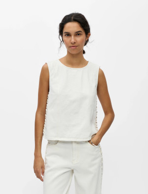 Object Objtrice S/L Re Denim Top 145 - White - 36