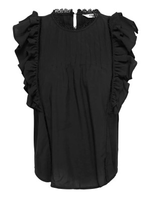 ONLY Onlluna Sl Frill Top Wvn   M Black M