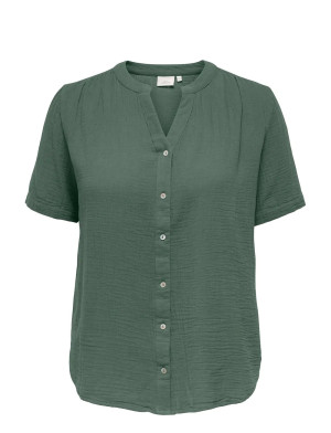ONLY Carmakoma Carthyra S/S Button Top  Wvn - Khaki green - 44