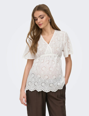 Only Maternity Olmstephanie S/S Wrap Top Wvn - White - L