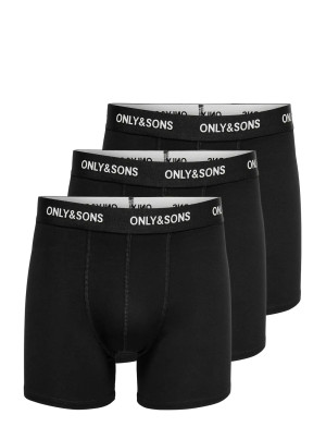 ONLY & SONS Onsfitz Solid Black Boxer 3Pack Noos - Black - M