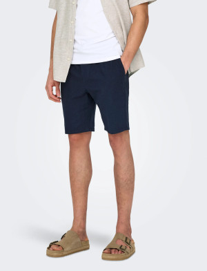 ONLY & SONS Onslinus 0007 Cot Lin Shorts Noos - Navy - XL