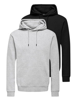 ONLY & SONS Onsceres Hoodie Sweat 2-Pack   L Black L