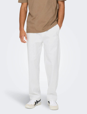ONLY & SONS Onssinus Loose 0007 Cot Lin Pant Noos - White - XS