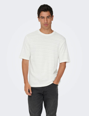 ONLY & SONS Onsgivo Reg 12 Ss Crew Knit Noos - White - L White L