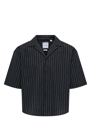 ONLY & SONS Onsemilo Rlx Ss Linen Resort Shirt 0256 - Black - XS Black XS