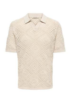 ONLY & SONS Onskolmar Life Reg 5 Ss Resort Knit   M Cream M