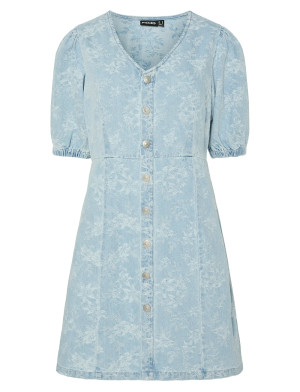 Pieces Pcfeline Ss Denim Dress   XS Blue XS