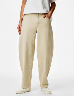 Pieces Pcgrace Mw Barrel Ank Jeans Noos Bc - Cream - 27 x 32