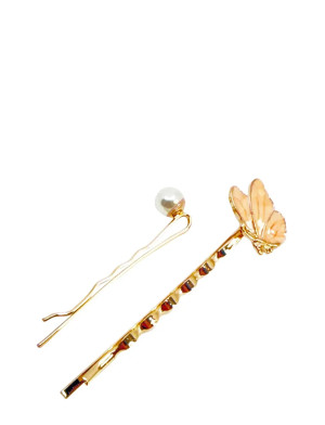 Pipol's Bazaar Somber Hair Pin Pink 2 Pcs - Gold - ONE SIZE