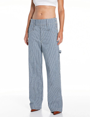 Replay Trousers Wide Leg - Navy - 28