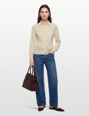Rosemunde Rwfiona Ls Lace Shirt - Beige - XL