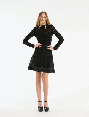 ROTATE Knitted Flared Mini Dress - Black - 40