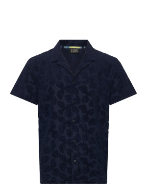 Scotch & Soda Terry Jacquard Regularfit Shortsleeved Shirt - Navy - L