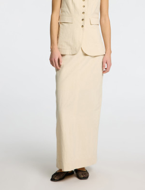 Selected Slfiluna Hw Ankle Slit Skirt B - Cream - 42 Cream 42