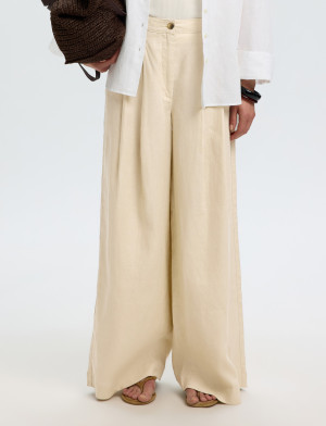 Selected Slfextra Wide Magna Mw Linen Pant - Cream - 34 x 32