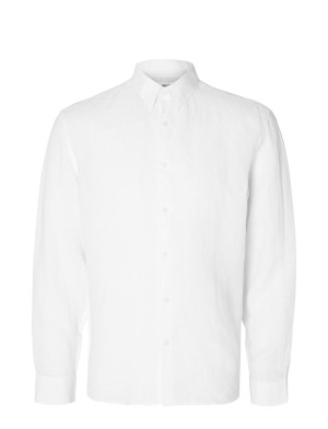 Selected Slmclaus-Kylian Linen Reg Ls Shirt Noos   M White M