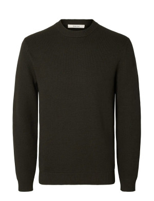Selected Slmdane Ls Knit Structure Crew Neck Noos   M Khaki M
