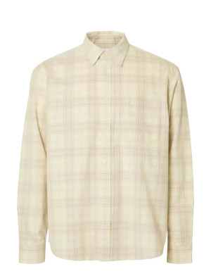 Selected Slmregclaus Cord Yd Check Ls Shirt   M Cream M