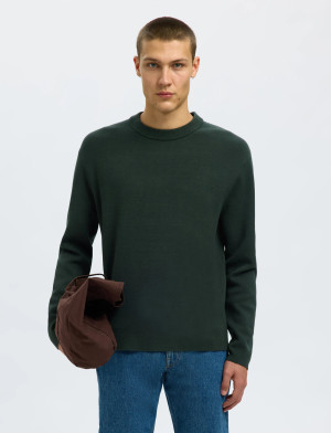 Selected Slmteller Fn Crew Neck Noos - Khaki green - M