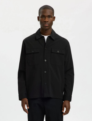 Selected Slhreg Lorent Bi-Stretch Overshirt Noos - Black - L Black L