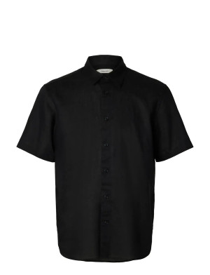 Selected Slmregclaus Clay Linenblend Ss Sht Noos   S Black S