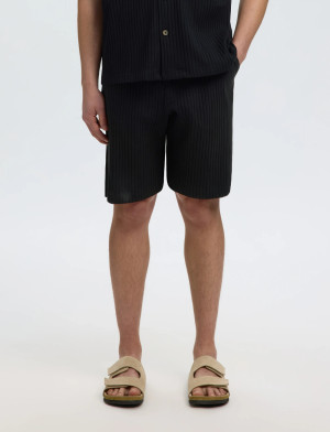Selected Slmrelaxsimon Ribbed Shorts - Black - S Black S