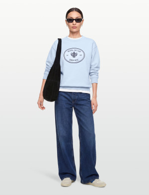 Sporty & Rich Eden Crest Embroidered Crewneck - Blue - L Blue L