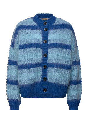 Stella Nova Striped Cardigan In Wool Mix - Blue - M