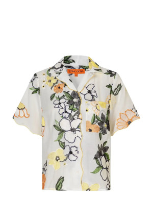 STINE GOYA 2133 Tencel, Scalloped Short Sleeve   L White L