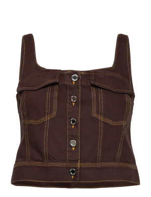 STINE GOYA 2251 Denim, Cropped Denim Bustier - Brown - XXS