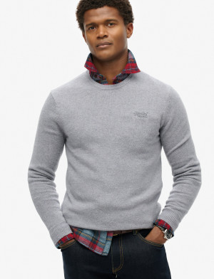 Superdry Essential Slim Fit Crew Jumper - Grey - XXXL