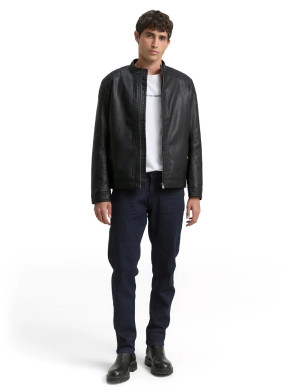 Tom Tailor Fake Leather Jacket - Black - XL