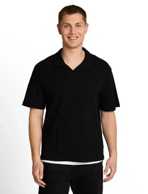 Tom Tailor Relaxed  Structure Resort Collar Po - Black - S Black S