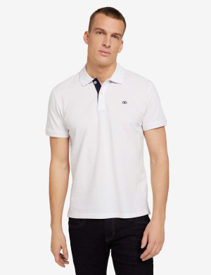 Tom Tailor Basic Polo With Contrast - White - S