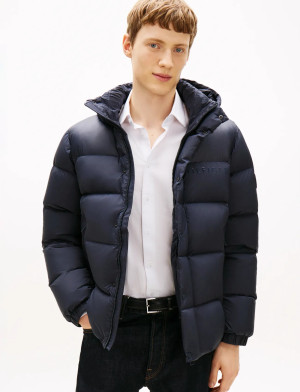 Tommy Hilfiger Mix Down Hooded Puffer - Navy - XXXL