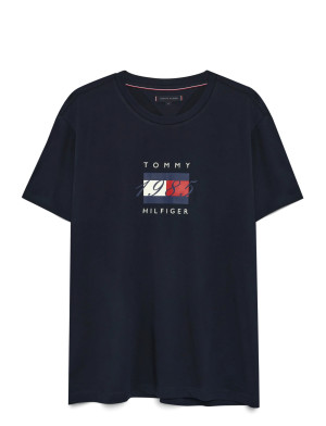 Tommy Hilfiger Linear Flag Graphic Tee   M Navy M