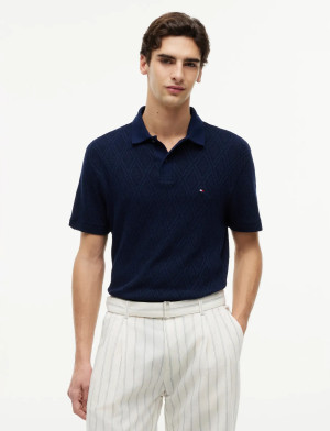 Tommy Hilfiger Jacquard Classic Fit Polo - Navy - L Navy L