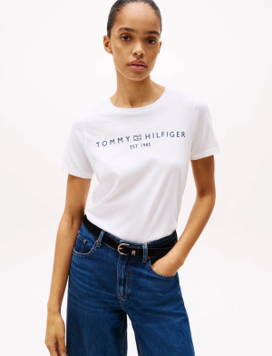 Tommy Hilfiger Corp Logo Boxy C-Nk S/S T-Shirt - White - S