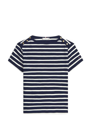 Tommy Hilfiger Gold Button Slim Ss Tee   XXS Navy XXS