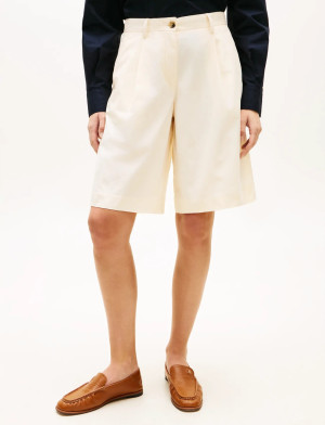 Tommy Hilfiger Washed Cotton Pleated Short - Cream - 40