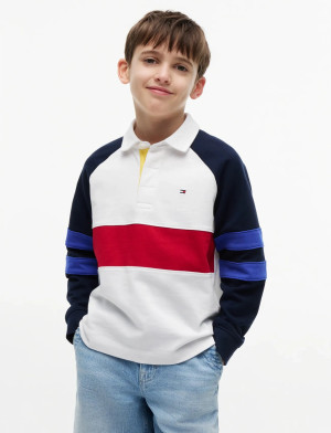 Tommy Hilfiger Colourblock Polo Sweatshirt - White - 128 White 128