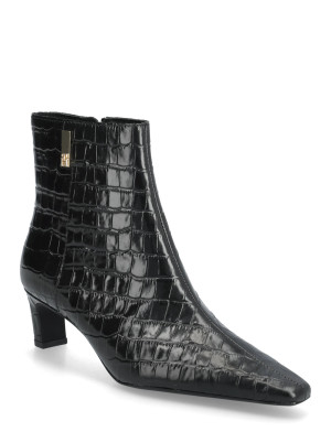 Tommy Hilfiger Th Square Toe Croc Kitten Bootie - Black - 39