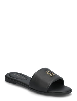 Tommy Hilfiger Th Logo Hardware Leather Mule   38 Black 38