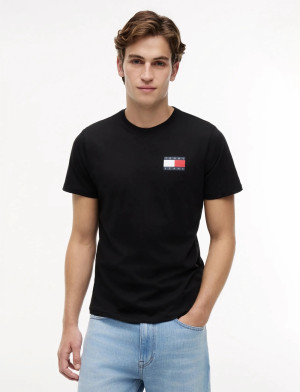 Tommy Jeans Tjm Slim Essential Flag Tee Ext - Black - S Black S