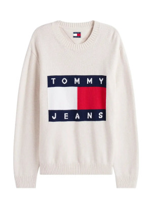 Tommy Jeans Tjm Reg Melange Flag Sweater   XL White XL